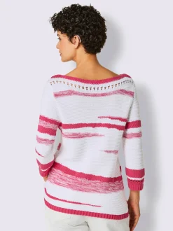 Pull à manches 3/4 en coton à motif tricoté