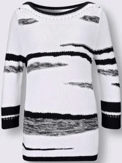 Pull à manches 3/4 en coton à motif tricoté