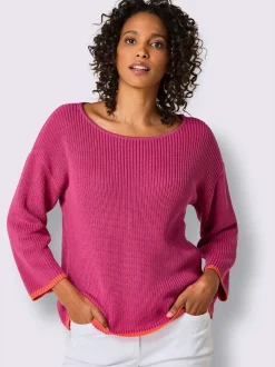Pull à manches 3/4 en lyocell et coton avec détails contrastés
