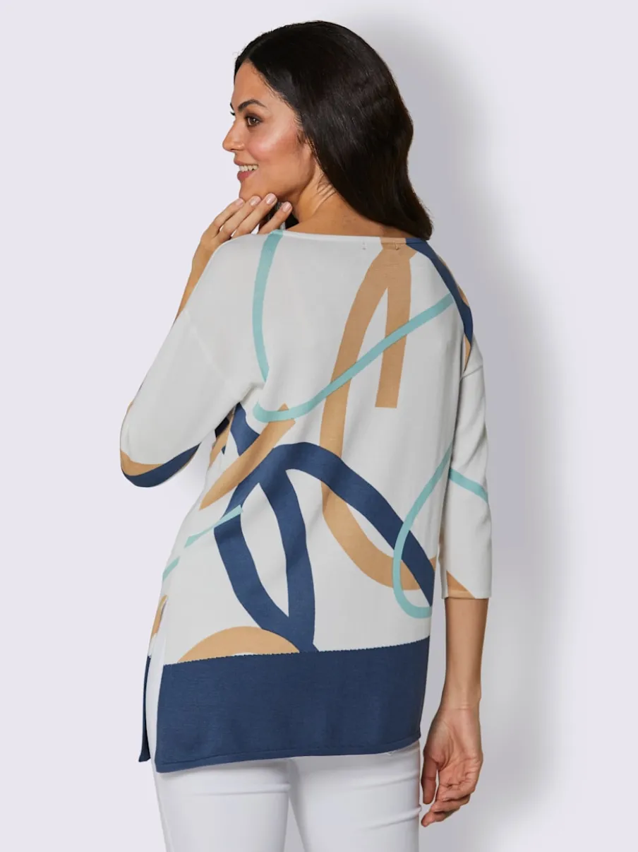 Pull à manches 3/4 en modal avec motif décoratif