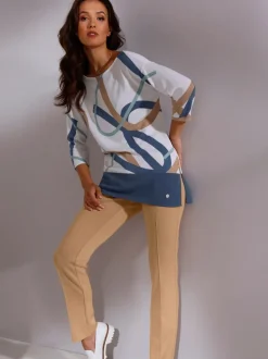 Pull à manches 3/4 en modal avec motif décoratif
