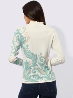Pull à manches longues avec col montant et imprimé paisley