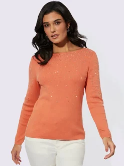 Pull à manches longues avec détail brillant encolure U