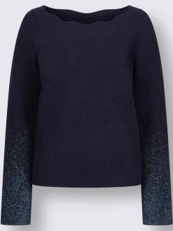 Pull à manches longues avec encolure U femme raffinée