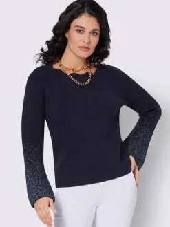 Pull à manches longues avec encolure U femme raffinée