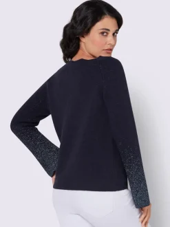 Pull à manches longues avec encolure U femme raffinée