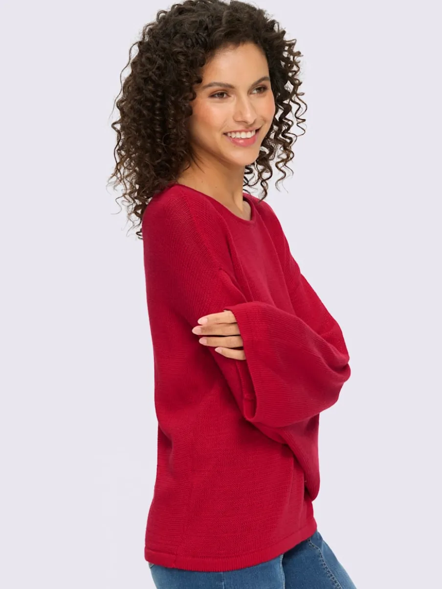 Pull à manches longues avec encolure ronde et manches trompette