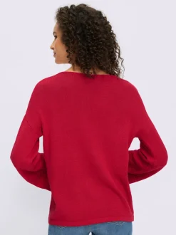 Pull à manches longues avec encolure ronde et manches trompette
