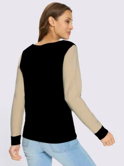 Pull à manches longues avec inscription et motif jacquard