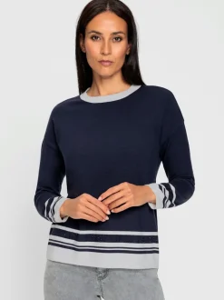Pull à manches longues avec inscription en pierres brillantes