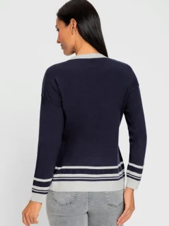 Pull à manches longues avec inscription en pierres brillantes