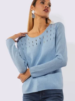 Pull à manches longues avec motif ajouré et découpes brillantes
