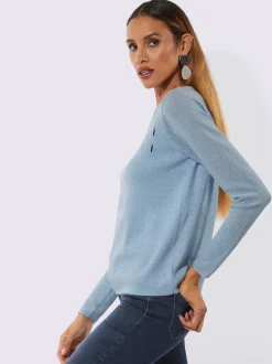 Pull à manches longues avec motif ajouré et découpes brillantes