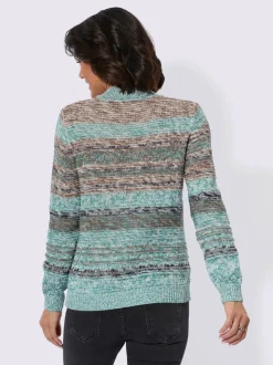 Pull à manches longues col montant motifs chinés doux