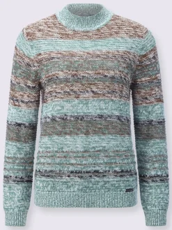 Pull à manches longues col montant motifs chinés doux