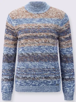 Pull à manches longues col montant motifs chinés doux