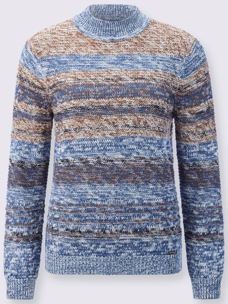 Pull à manches longues col montant motifs chinés doux