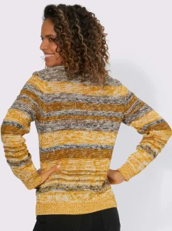 Pull à manches longues col montant motifs chinés doux