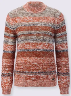 Pull à manches longues col montant motifs chinés doux