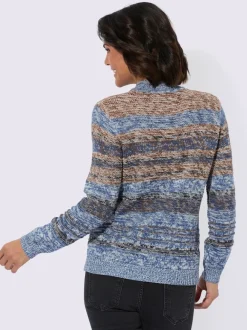 Pull à manches longues col montant motifs chinés doux
