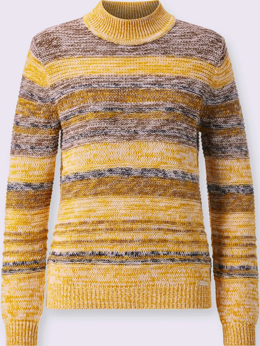 Pull à manches longues col montant motifs chinés doux