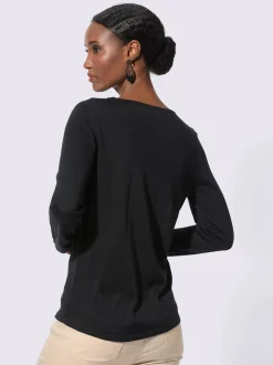 Pull à manches longues empiècements maille décoratifs broderie feuilles