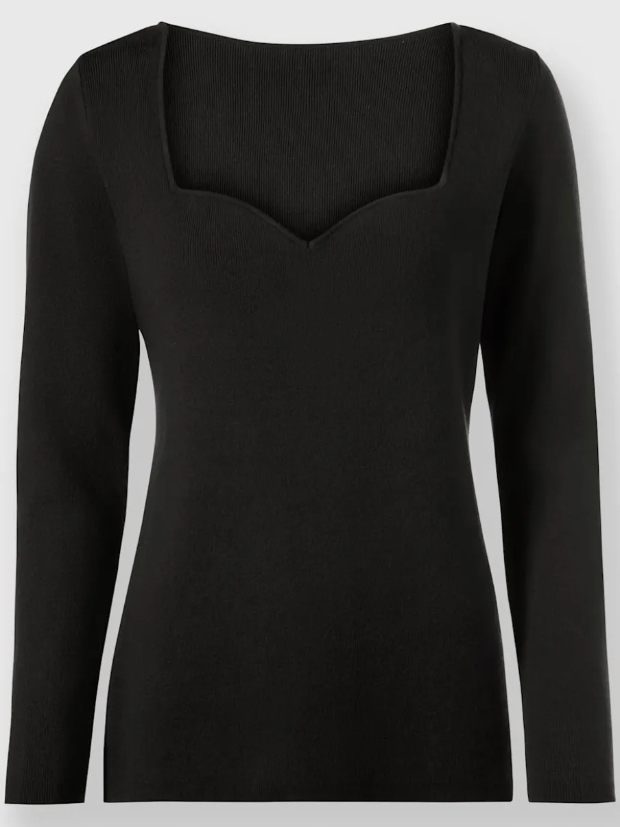 Pull manches longues encolure cœur coupe cintrée