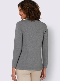 Pull à manches longues en coton doux coupe soignée