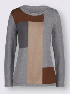 Pull à manches longues en coton doux coupe soignée