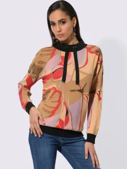 Pull à manches longues en coton modal avec motifs abstraits