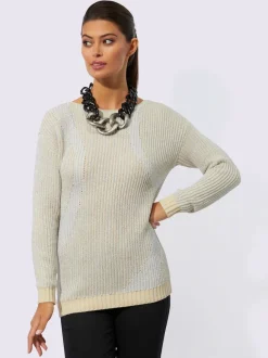 Pull à manches longues en coton avec motif intarsia discret