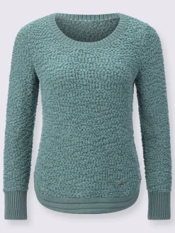 Pull à manches longues en fil fantaisie côtelé souple