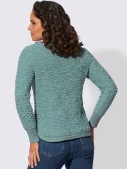Pull à manches longues en fil fantaisie côtelé souple