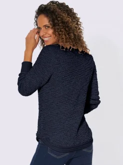 Pull à manches longues en fil fantaisie côtelé souple