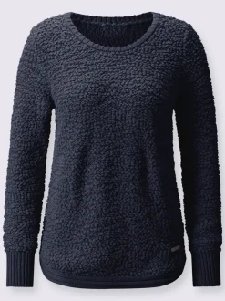 Pull à manches longues en fil fantaisie côtelé souple
