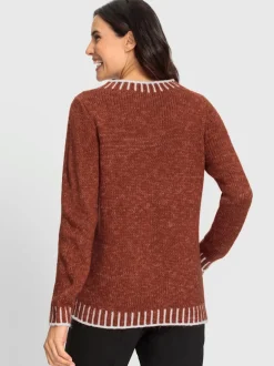 Pull à manches longues en laine avec tricot jacquard
