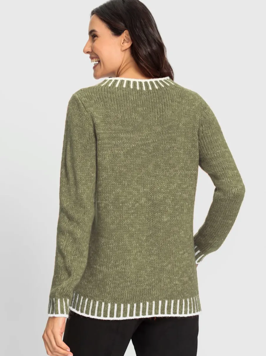 Pull à manches longues en laine avec tricot jacquard