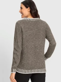 Pull à manches longues en laine avec tricot jacquard
