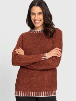 Pull à manches longues en laine avec tricot jacquard