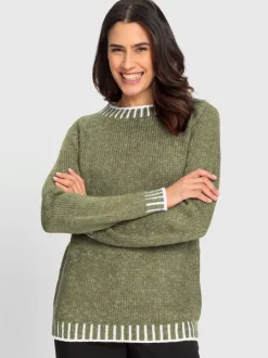 Pull à manches longues en laine avec tricot jacquard