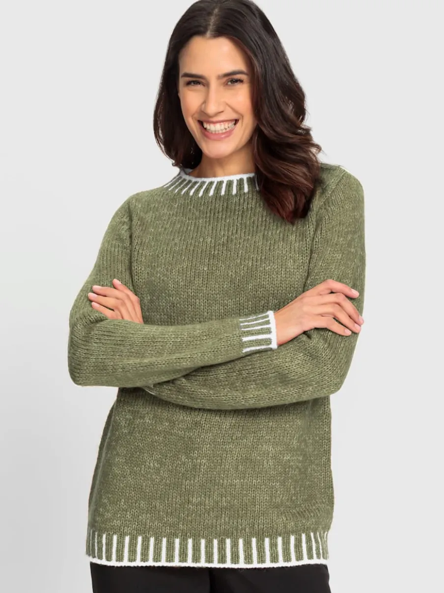Pull à manches longues en laine avec tricot jacquard
