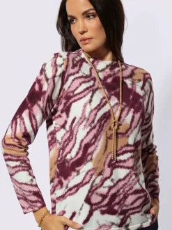 Pull à manches longues en lyocell avec col montant et motif original
