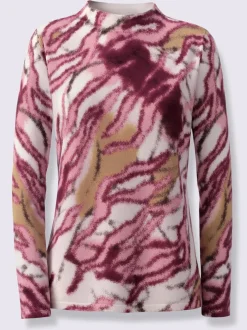 Pull à manches longues en lyocell avec col montant et motif original