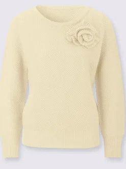 Pull à manches longues en mélange de laine avec application florale