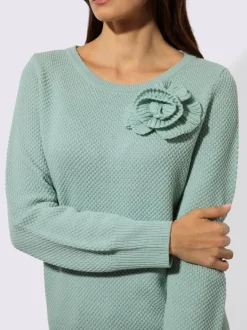 Pull à manches longues en mélange de laine avec application florale