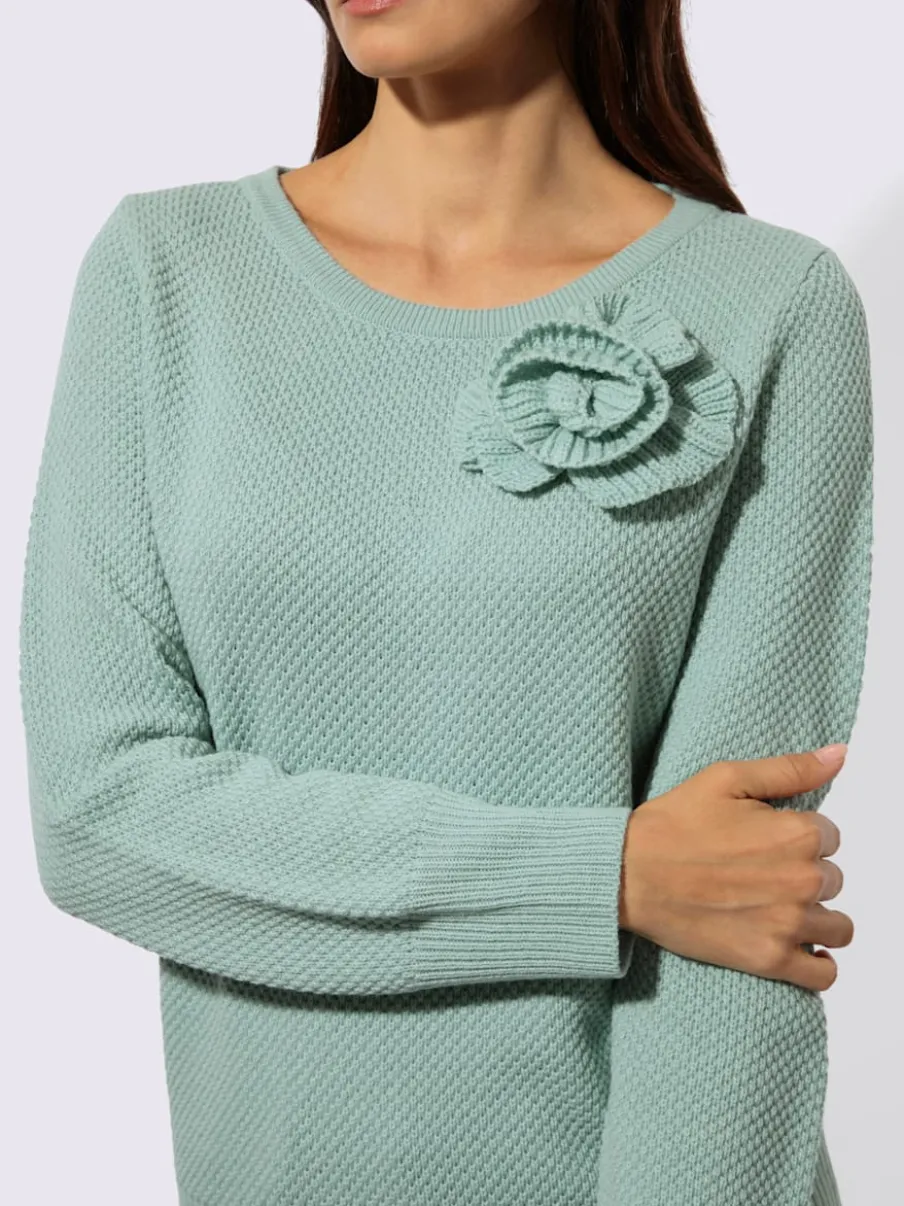 Pull à manches longues en mélange de laine avec application florale