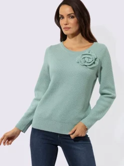 Pull à manches longues en mélange de laine avec application florale