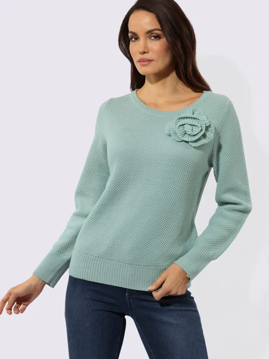 Pull à manches longues en mélange de laine avec application florale