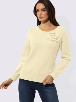 Pull à manches longues en mélange de laine avec application florale