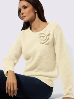 Pull à manches longues en mélange de laine avec application florale